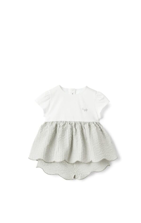 il gufo completo baby camicia + shorts seersucker