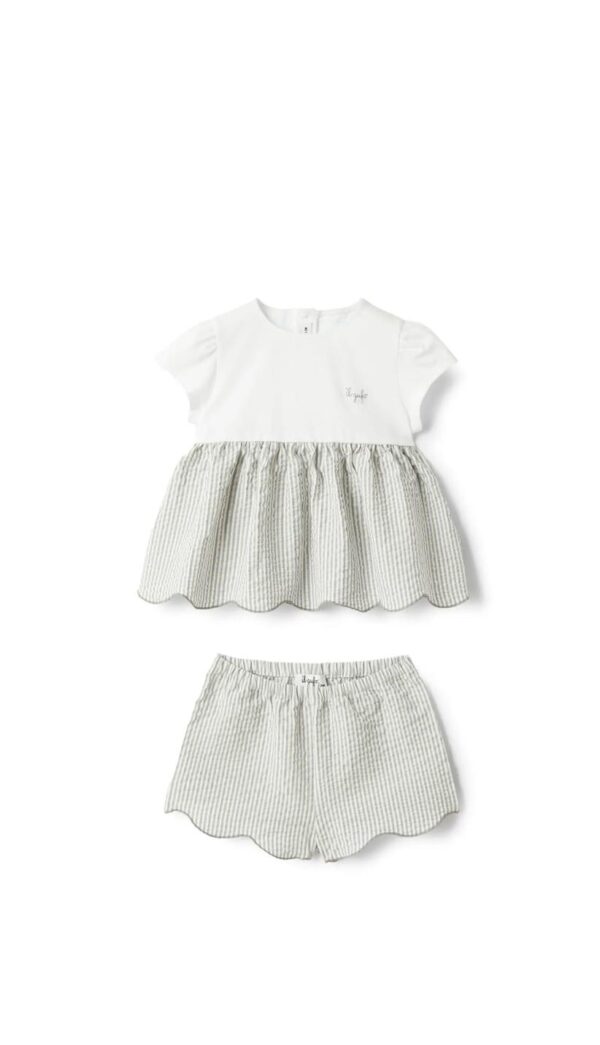 il gufo completo baby camicia + shorts seersucker - immagine 4