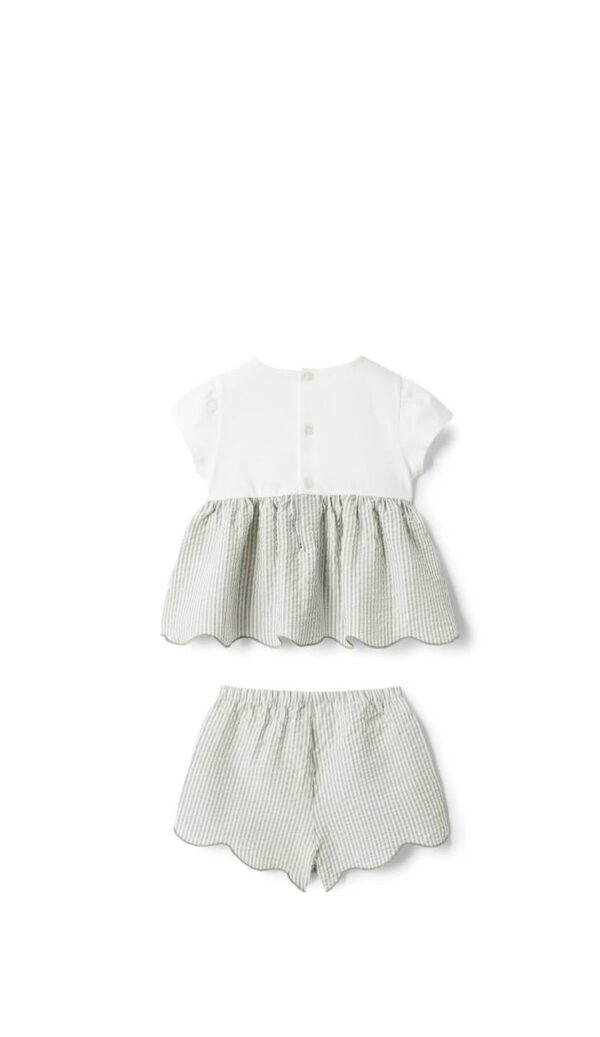 il gufo completo baby camicia + shorts seersucker - immagine 3