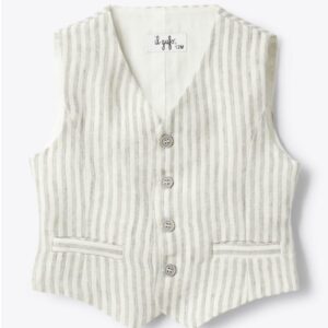 il gufo gilet in lino a righe