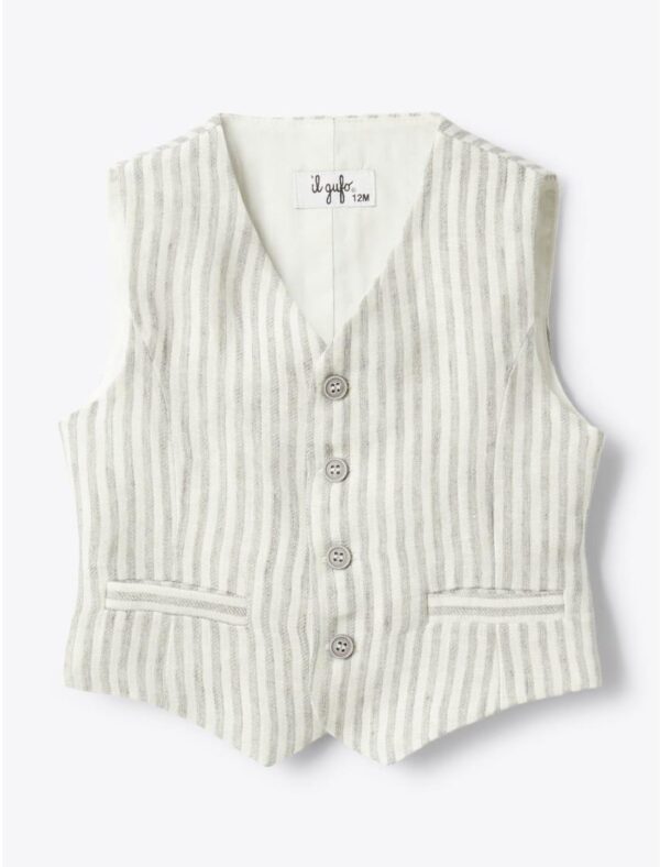 il gufo gilet in lino a righe