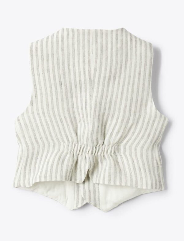 il gufo gilet in lino a righe - immagine 3