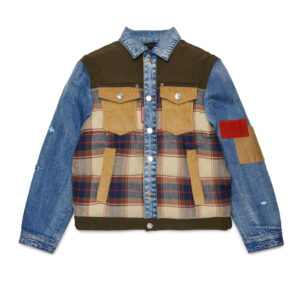 Dsquared2 giubbino denim imbottito con pacht